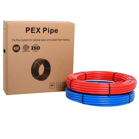 DIY Ready Half Inch Pex B Pipe Tubing Kit 200 Feet With Red And Blue Rolls For Potable Water Hot And Cold Water