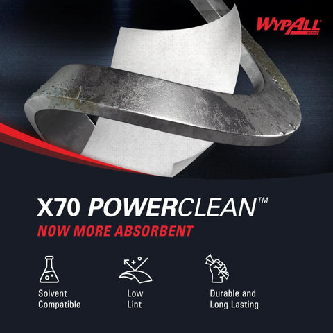 PowerClean X70 Medium Duty Cloths For Industrial Cleaning, Absorbent White Towels That Stand Up To Oil Dirt Grime And Solvents