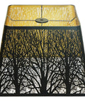 Medium Square Tree Pattern Metal Lampshade For Table And Floor Lamps, 9 x 12 x 8.8 Inches, Spider Mount, Black Gold Finish