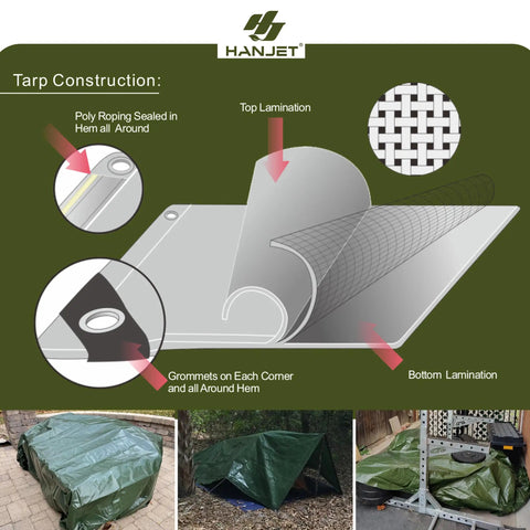 12 By 16 Foot Heavy Duty Waterproof Camping Tarp With 5 Mil Thickness And Grommets Green All Purpose Outdoor Tarp Cover