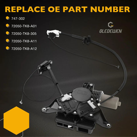 Driver Side Power Sliding Door Motor Assembly With Cable Fits Honda Odyssey 2011 To 2017, showing detailed part numbers and connections.