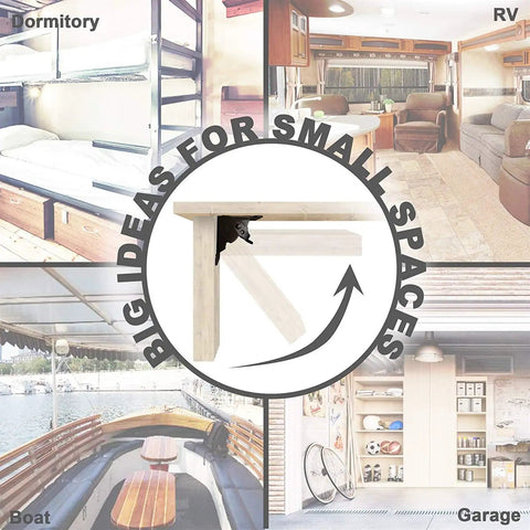 Collage of small spaces with a focus on the beefy heavy duty four piece collapsible support frame for versatile use in tight areas.