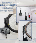 Swivel Bike Wall And Ceiling Mount With Gear Hooks For Garage Storage, Heavy Duty Bike Rack That Holds Road Mountain E Bike And More Up To 60 Lbs, Vertical Or Ceiling Mount, Space Saving Organizer