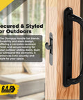10 Inch Olympus Sliding Patio Glass Door Offset Pull Handle Set Replacement Non Keyed Black Finish installed on wood door