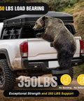 Bear image demonstrating 350 lbs load bearing on truck with 2-Inch Hitch Step With 11.9 Inch Textured Anti Slip Bar And Rear Bumper Guard.