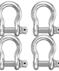 4 Pack 1 Inch D Ring Shackles Bow Shackle With One And One Eighth Screw Pin Beefy Heavy Duty Tow Rigging Lifting Recovery Kit 8.5 Tons