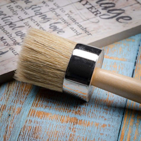 Chalk And Wax Paint Brush, 2 Inch Round Head For Furniture Projects, Natural Bristles For Smooth Application, Faster Paint And Wax
