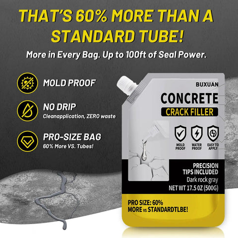 All Season Concrete Crack Filler for Driveways Walkways and Patios DIY Friendly Patch Up Waterproof Repair Sealant package