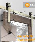Brushed Gold Barn Door Hardware Kit For Interior Doors Heavy-Duty Carbon Steel Sliding Roller Set installed