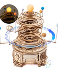 3D Wooden Orrery Solar System Puzzle Kit for Adults, Huge Planet Model With 8 Orbiting Planets, Mechanical Gear Building Toy, Easy Assembly, Epic Gift for Science Lovers and STEM Fans, front view