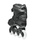 Rear view of Crossfire Slalom Inline Skates For Adults Black Urban Performance Gear Secure Fit With Canting Cuff, 80mm wheels
