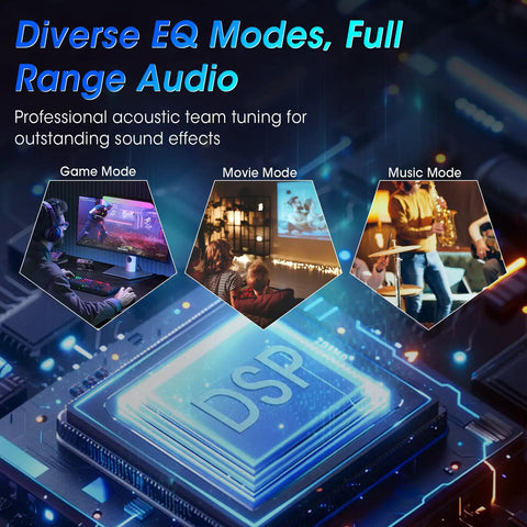 Powerful 50W Gaming Desktop Speakers With Infinity Mirror 3D Tunnel RGB Lighting 8 Modes Bluetooth EQ Modes