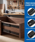 Close-up of Premium Two Set Side Mount Drawer Slide Rails Six Inch Full Extension Ball Bearing Runners installed in a drawer.