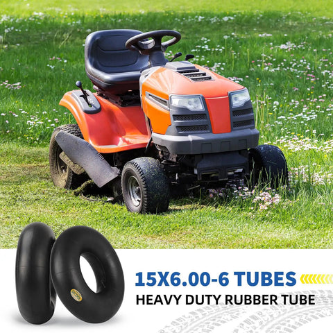 15x6.00-6 Inner Tube Two Pack for Ride On Mowers with TR-13 Valve Stem, heavy duty rubber replacement tire tubes