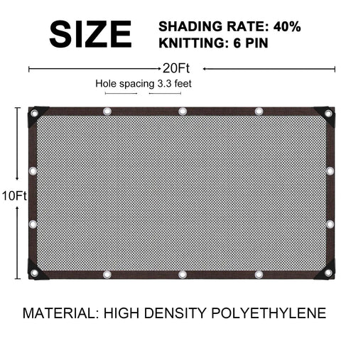 40 Percent Shade Cloth With Grommets 10 Ft By 20 Ft Garden Mesh Shade Net For Greenhouse Patio Plants Flowers And Chicken Coop Sun Protection