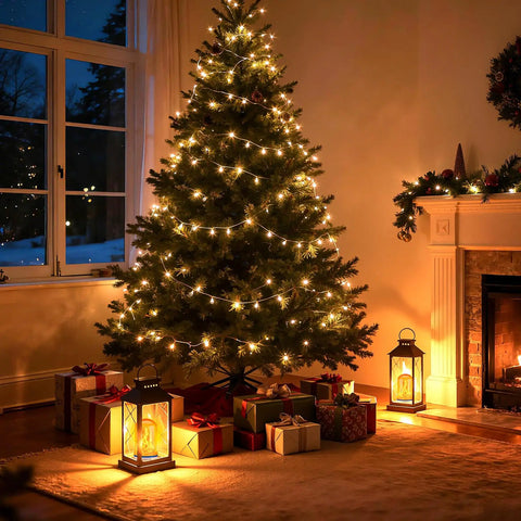 Upgraded LED Flame Light Bulbs With Realistic Flicker 4 Modes E26 Base Fire Glow Bulb for indoor Christmas ambience shown by fireplace