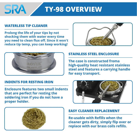 Soldering Iron Tip Cleaner With Brass Wire Sponge No Water Needed For Quick Mess Free Tip Refresh And Longer Tip Life Ideal For Precision Electronics Soldering And Rework TY98 Compatible
