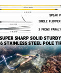 Hawaiian Sling 7ft Beefy Fiberglass Pole Spear for Spearfishing and Underwater Hunting Durable Lightweight Hand Harpoon for Snorkeling
