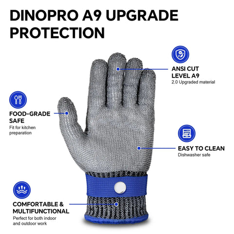 ANSI A9 Cut Resistant Stainless Steel Mesh Glove For Kitchen Use Pro Chef Grade Safety Food Grade Shield For Mandoline Slicing