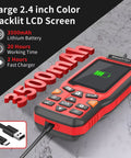 Built Tough Handheld GPS Surveying Tool With GPS GLONASS For Pro Grade, Real World Field Use, Perfect For Ranches, Gardens, Farmland And Parking Lots, Lightning Fast Positioning, Area Accuracy To 0.003 Acres, No Waypoint Saving, red handheld device with 2.4 inch LCD screen and USB charging cable