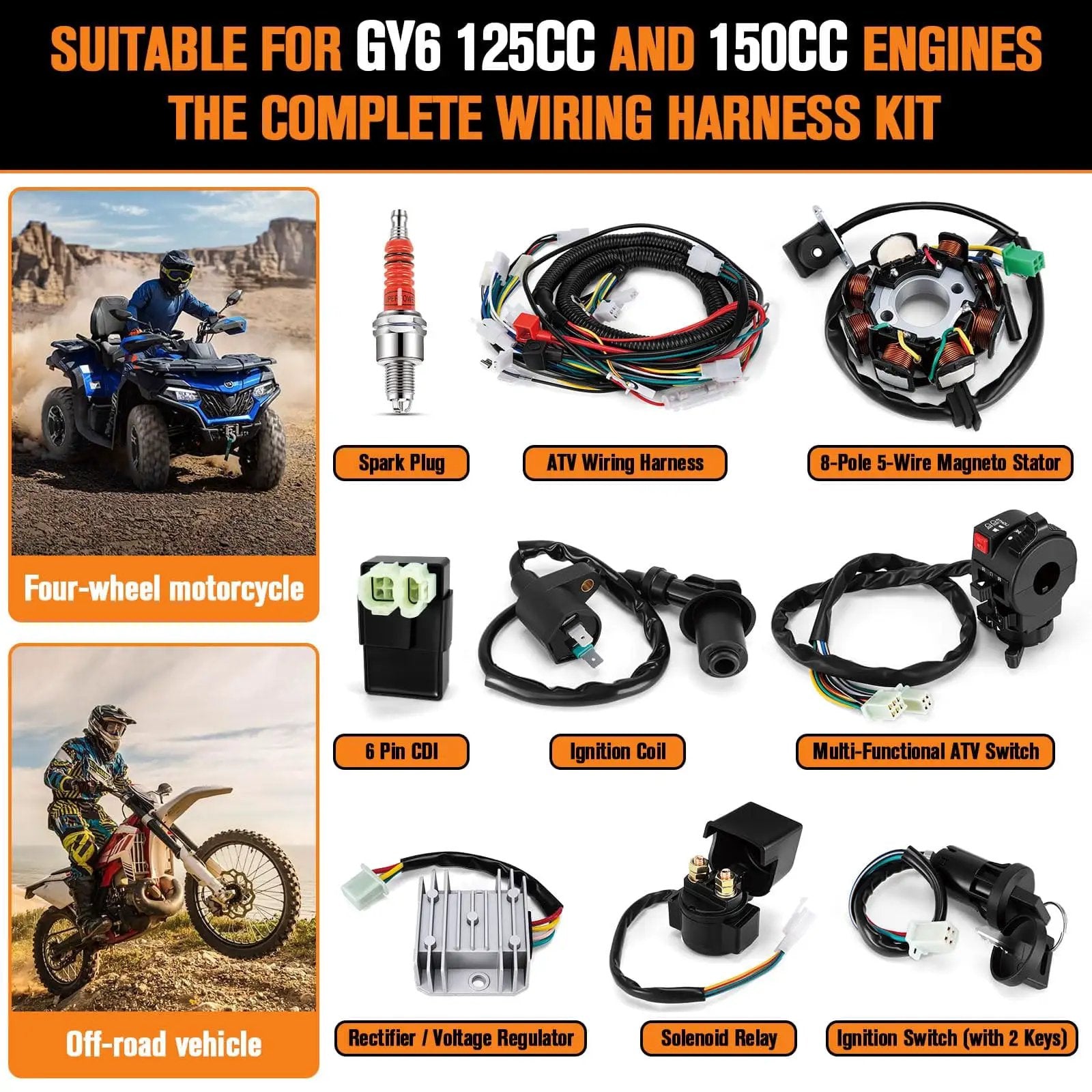 All In One Wiring Harness Kit for GY6 Engines ✓