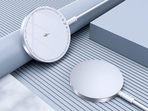 MagSafe Wireless Charging Pad For iPhone 12-17 Series And AirPods Pro, 2 Pack shown on desk surface, ultra-thin aluminum alloy