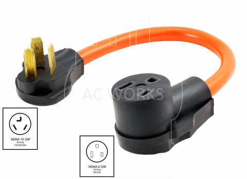 1.5 Ft Welder Adapter Cord 10/3 STW 3-Prong 10-30P Dryer Plug To 6-50R Welder Outlet WD1030650-018