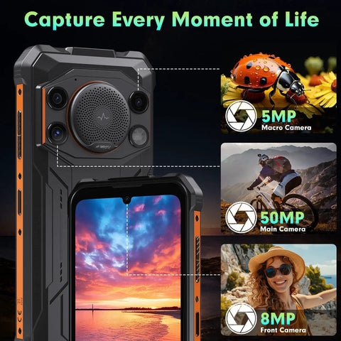 Ultra Rugged Unlocked Android 15 Powerhouse Packed With Massive 10000mAh Battery And Kickass 128dB Speaker showing camera features.