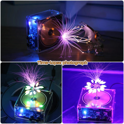 Bluetooth Music Tesla Coil Arc Plasma Loudspeaker Desktop Experiment Toy Model SSTC SS02 glowing arcs, colorful lights