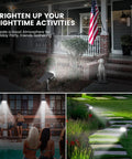360 Degree Adjustable Beam Outdoor Spotlight Set Waterproof Garden Lights illuminating house facade, patio, and pathway at night