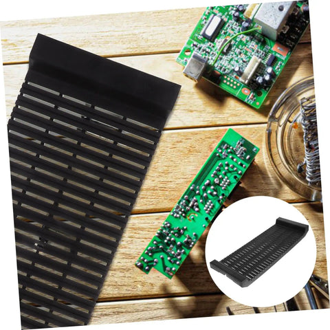 Durable Circuit Board Bracket Anti Static Storage Rack PCB holder for electronics on wooden workspace with PCBs