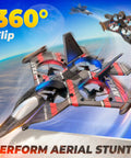 Totally Rad Kid Friendly Drone For 8 To 13 Year Olds With 2.4GHz Remote Control Plane And Fighter Jet Helicopter Dual Mode shown performing 360 degree flip in sky