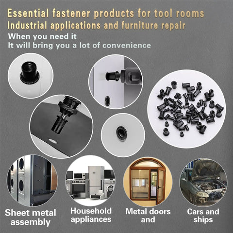 Rivet Nut Tool Kit For Furniture Automotive Marine And Industrial Projects Pro Grade SAE Black Carbon Steel Rivnut Set