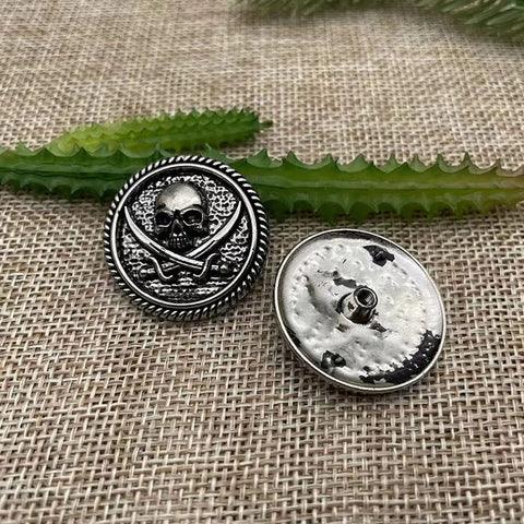 Badass 30Mm Skull Screw Back Buttons For Leather Crafting Premium Coin Style Alloy Snap Fasteners With Corrosion Resistant Finish, detail view.