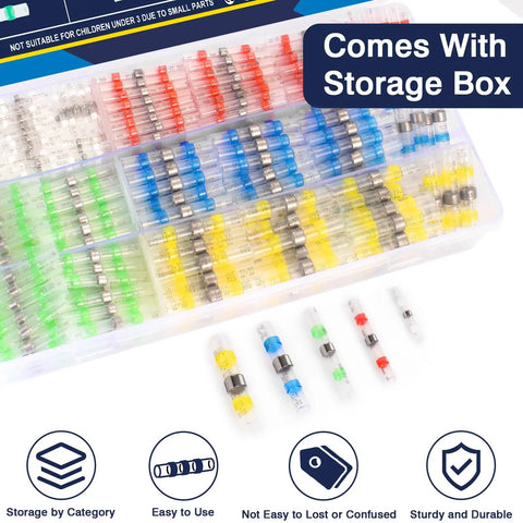 540 Piece Solder Seal Wire Connectors Kit With Heat Shrink Solder Sticks Waterproof Butt Connectors with storage box