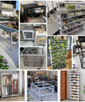 Collection of Premium Heavy Duty L Brackets For DIY Shelving And Garage Racks in various sizes and uses, showcasing adjustable steel design.