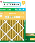 Premium 20x25x4 MERV 11 Electrostatic Pleated Air Filter For Pet And Allergy Defense You Can Trust, 2 Pack, front view