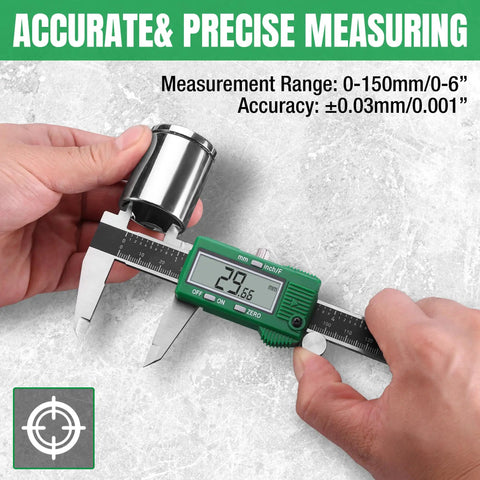 6 Inch Digital Caliper With Large LCD Screen And Auto Off Vernier Caliper Measuring Tool used on metal cylinder