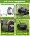 Instructional steps to use 24 Inch Compost And Top Dressing Spreader For Lawns With Peat Moss Capabilities, adjustable height options