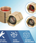 Heavy Duty Brass Garden Hose Adapter Female To Female Three Quarter Inch Dual Swivel Connectors Pressure Washer To Hose Fittings Two Pack