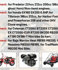 Go To 28mm Carburetor With Air Filter Manifold Kit For Predator 212cc 224cc 196cc And Coleman CT200U Ex BT200X Mini Bike Go Kart Engines Fits GX160 GX200 Tillotson Harbor Freight Powerhorse with compatible bike images