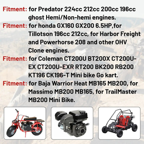 Go To 28mm Carburetor With Air Filter Manifold Kit For Predator 212cc 224cc 196cc And Coleman CT200U Ex BT200X Mini Bike Go Kart Engines Fits GX160 GX200 Tillotson Harbor Freight Powerhorse with compatible bike images