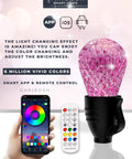 Smartphone app controlling LED bulb with remote, showcasing app control feature for 49ft Outdoor Patio String Lights With LED Bulbs.