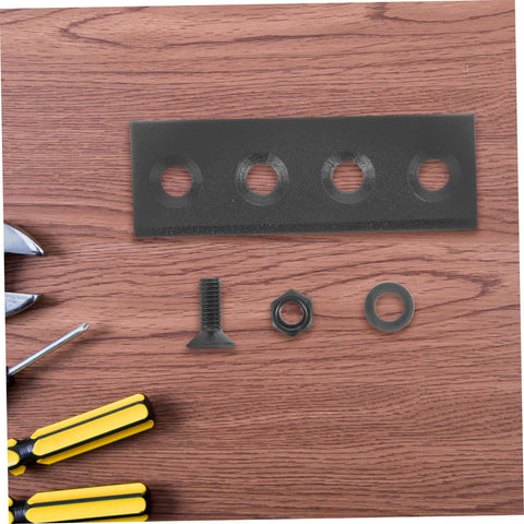 Sliding Barn Door Hardware Track Connector Kit For Easy No Fuss Installation with metal mending plate and tools on wood surface
