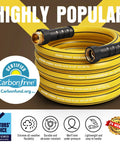 50 Ft Five Eighth Inch Heavy Duty Built To Last Garden Hose With Nozzle Flexible Lightweight Kink Resistant Hybrid Hose With Swivel Handle Durable Anti Burst Outer Layer High Pressure Ready Includes Male To Female Fittings coiled with brass ends