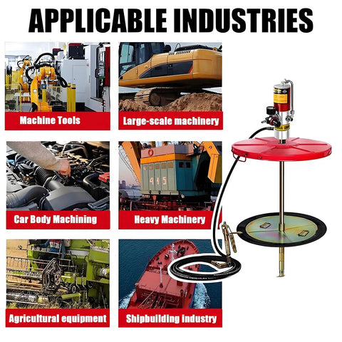 Professional High Pressure Pneumatic Grease Pump With Reinforced Air Hose And Locking Lid Job Site Tough Workhorse Featuring Thick Rubber Suction Cup To Stop Spills And Save Cash On Lubricants