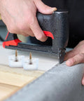 Installation of round screw on chair leg glides for indoor tables and chairs with no slip PVC furniture feet pads.