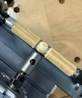 EssEthmy 60W Mini Metal Wood Lathe, Precision Bead Turner With 12k RPM shows wood piece in holder for crafting.