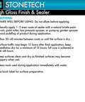 Instructions for applying High Gloss Finish And Sealer For Stone Tile And Masonry Inside The Home 1 Gallon Water Based Protective Coating.