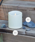 Outdoor Moving Flame Pillar Candle With Remote Included, IPX4 Weatherproof LED Battery Operated Lights, Ivory 6 By 6 Inches on steps